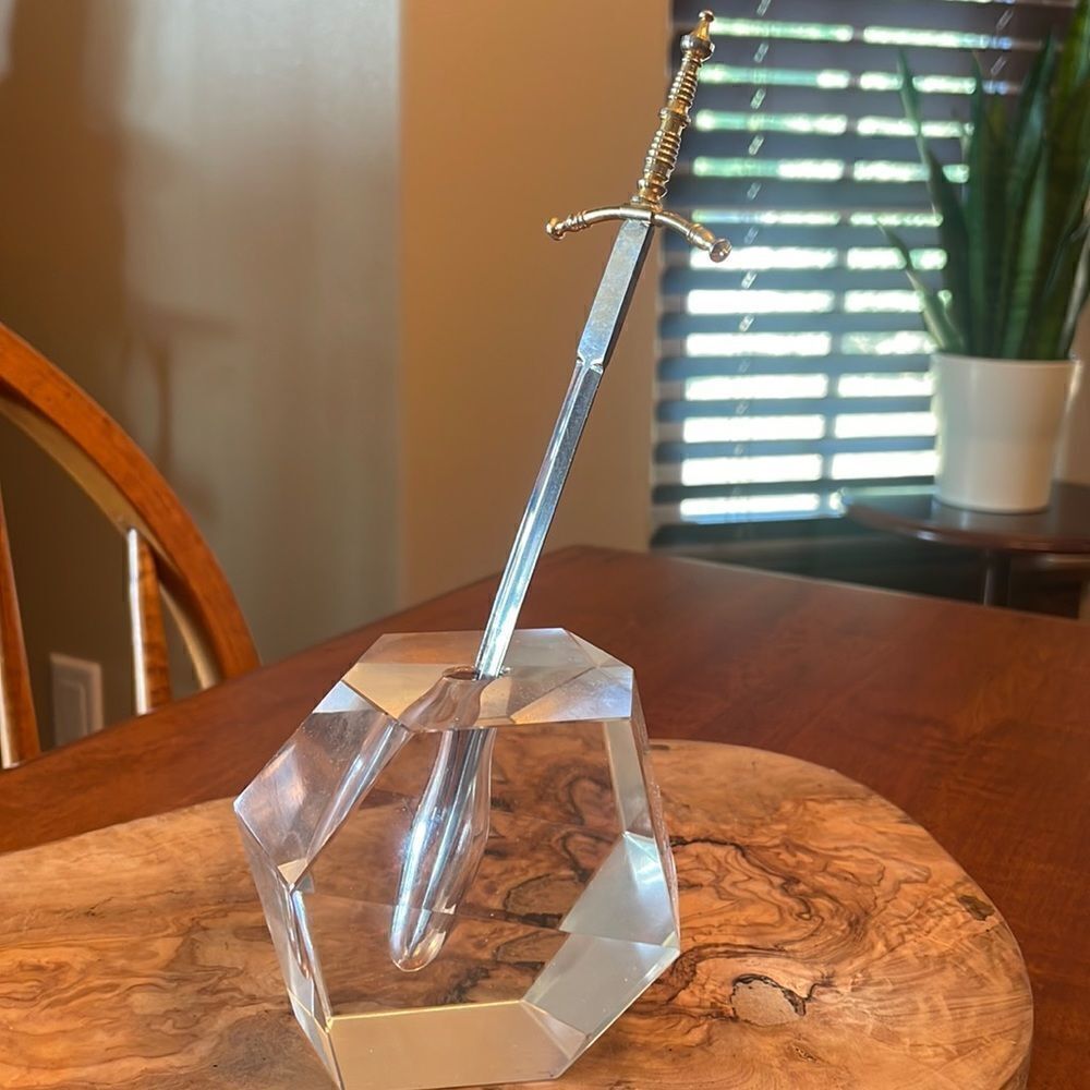 Vintage Steuben Style Excalibur Sword in Acrylic Letter Opener